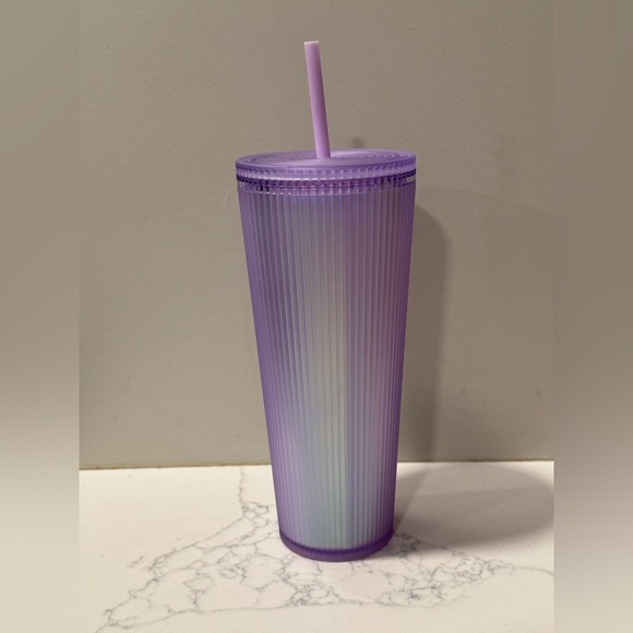 Starbucks Fall 2023 Lilac Aurora Iridescent Pleated Soft Touch Tumbler 24oz - Picture 7 of 10